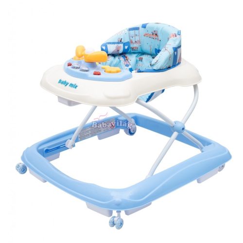 Baby Mix bébikomp kormánykerékkel szilikon kerekekkel J888ES  kék