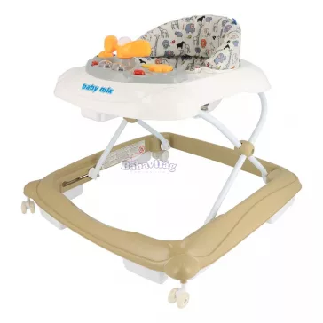   Baby Mix bébikomp kormánykerékkel szilikon kerekekkel capuccino