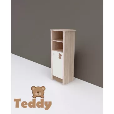   TODI Teddy keskeny nyitott polcos 1 ajtós szekrény (140 cm magas)