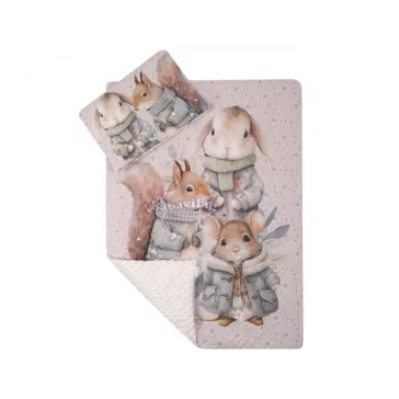   PREMIUM takaró és párna szett 75x100 cm + 42x29 cm Mókus, egérke, nyuszi