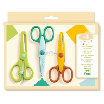   Djeco Kreatív eszközök - 3 olló-sima-cikk-cakk-hullám - My 3 Big Scissors!
