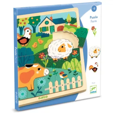 Djeco Boldog farm - Fa puzzle 15 db - Puzzlo farm