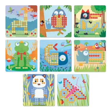 Djeco Állatos pötyi játék - Mosaico Rigolo - Mozaik 