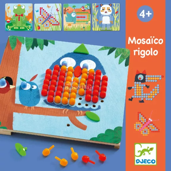 Djeco Állatos pötyi játék - Mosaico Rigolo - Mozaik 