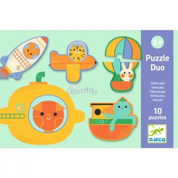   Djeco Párosító puzzle - Járművek, 20 db-os - Duo Vehicles