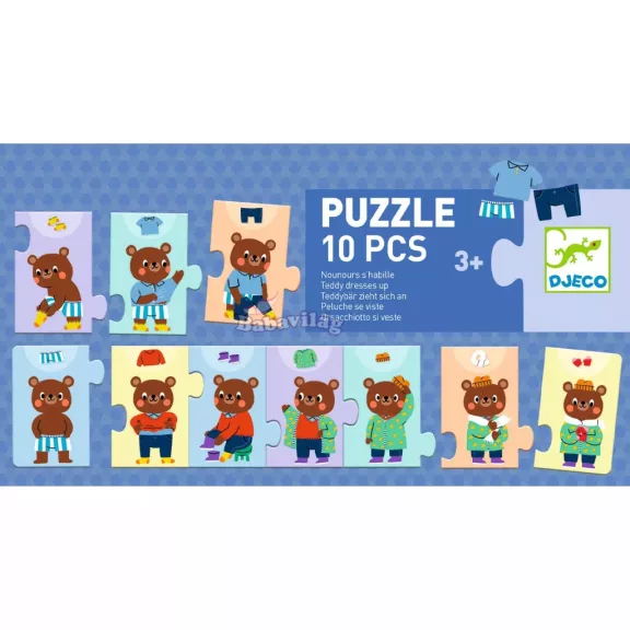 Maci öltözködik - Sorozat puzzle -10db-os Teddy dresses up 