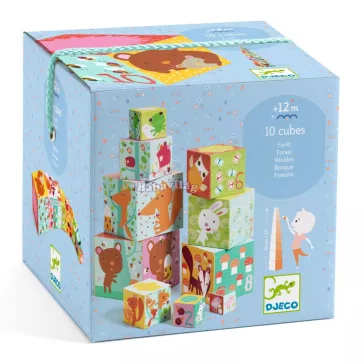   Djeco Erdei állatok - Toronyépítő kocka - 10 forest blocks 