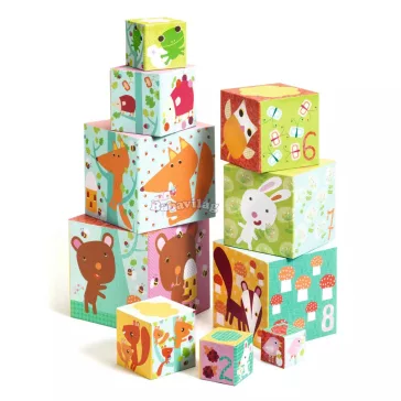   Djeco Erdei állatok - Toronyépítő kocka - 10 forest blocks 