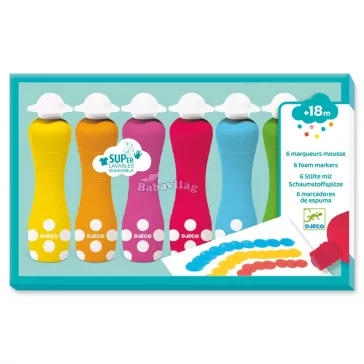   Djeco Marok filc 6 színben - Pontozó festés - 6 foam markers 