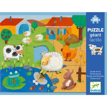   Djeco Óriás puzzle - Tanyasi állatsimogató, 12+8 db-os - Tactile farm puzzle