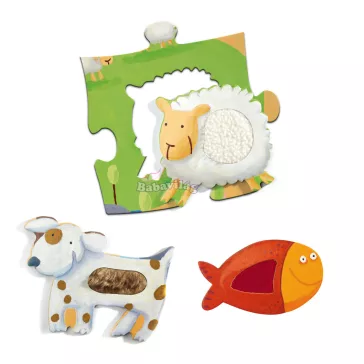   Djeco Óriás puzzle - Tanyasi állatsimogató, 12+8 db-os - Tactile farm puzzle