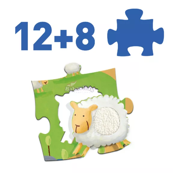 Djeco Óriás puzzle - Tanyasi állatsimogató, 12+8 db-os - Tactile farm puzzle