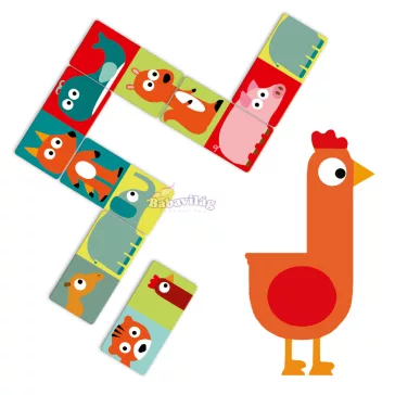 Djeco Domino - Állatfelek - Testes puzzle 