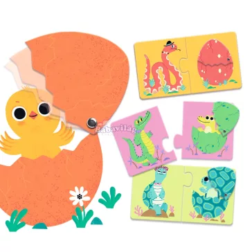 Djeco Párosító puzzle - Kié a tojás, 12 db-os 