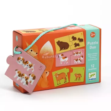 Djeco Párosító puzzle - Kié a kölyök, 24 db-os 