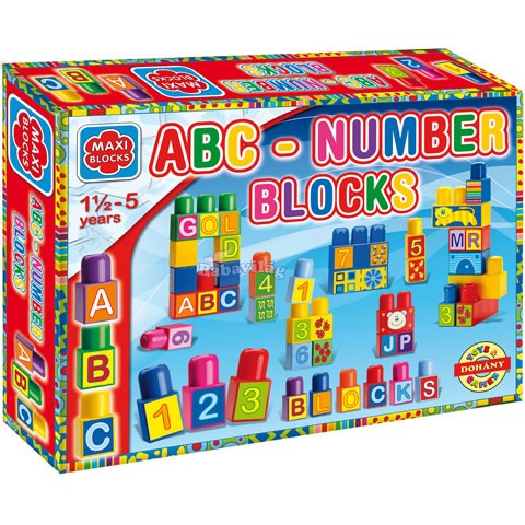 Maxi 682 ABC és számok nagy építőkocka 64 db-os készlet