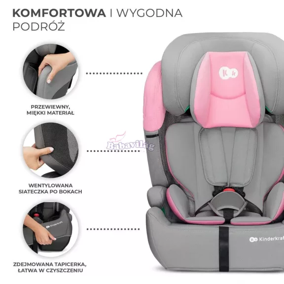 Kinderkraft COMFORT UP i-Size 76-150 cm gyerekülés Pink