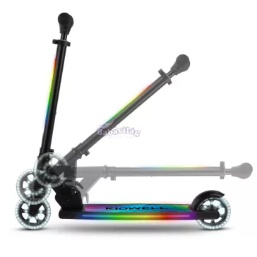   Kidwell MIDO FEKETE összecsukható roller, 20 LED világítási mód, 120 mm, csúszásmentes.