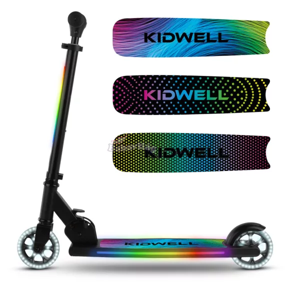 Kidwell MIDO FEKETE összecsukható roller, 20 LED világítási mód, 120 mm, csúszásmentes.