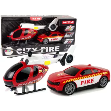Tűzoltóság Helikopter és autó