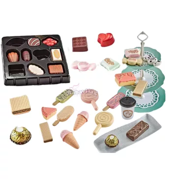   Cukrászda Kávéház Set Sweets Figurines Coffee Cake 50 darab.