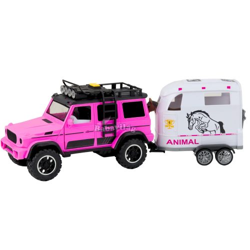 Terepjáró lószállító utánfutóval - rózsaszín