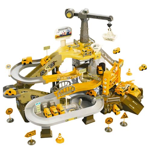 Interaktív  bányász készlet, parkoló, és építőipari jármű pálya és akna