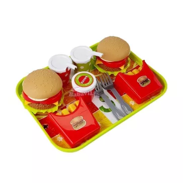 Hamburger sült krumpli tálcával