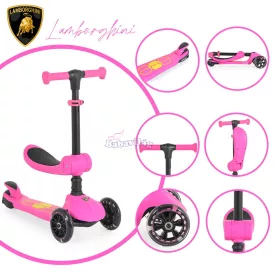 Lamborghini 2IN1 ráülős roller Pink
