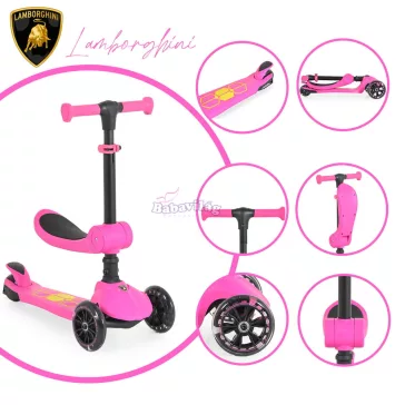 Lamborghini 2IN1 ráülős roller Pink