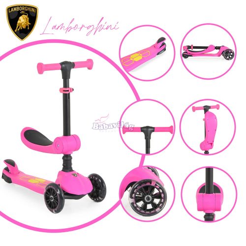Lamborghini 2IN1 ráülős roller Pink