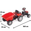 Traktor utánfutóval, pedálos  / piros
