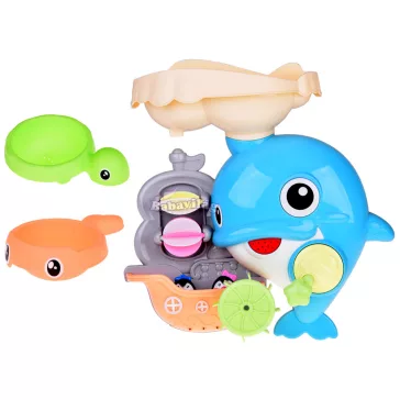 Vidám delfin fürdőjáték + csónak pingvinekkel