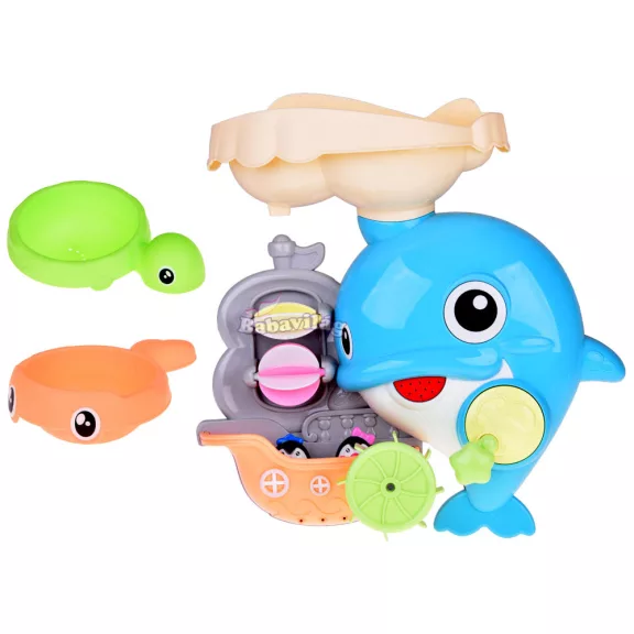 Vidám delfin fürdőjáték + csónak pingvinekkel