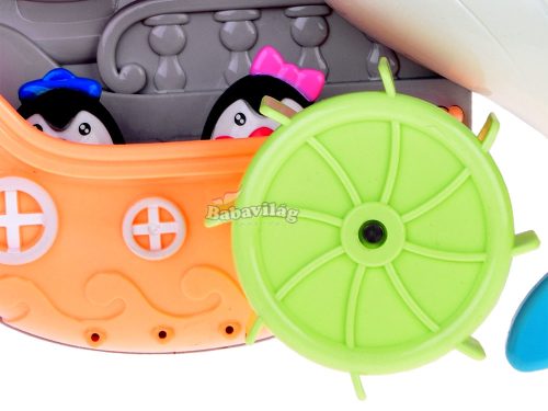 Vidám delfin fürdőjáték + csónak pingvinekkel