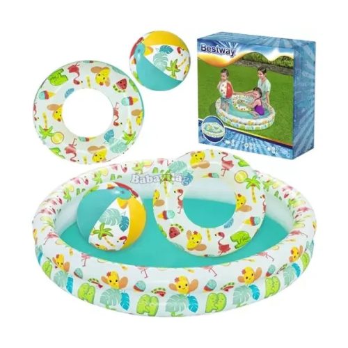 Bestway felfújható gyerekmedence 3az1-ben szett 122×20 cm labdával, úszógumival