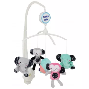 Baby Mix Zenélő-forgó - elefánt/majom