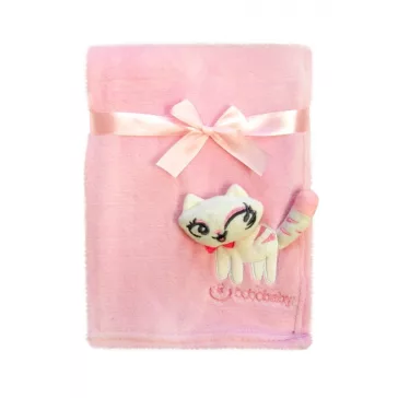 BoboBaby mikroszálas 3D-s takaró KCSN-15 pink cica