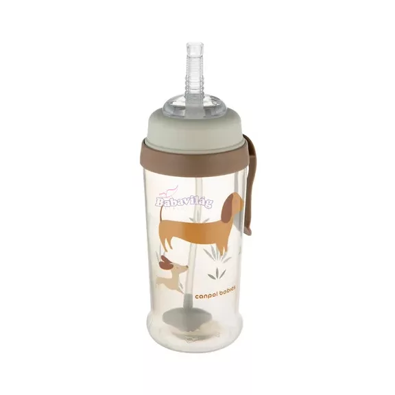 Canpol kiömlésmentes kulacs szívószállal és súllyal 350 ml - Kutyás 