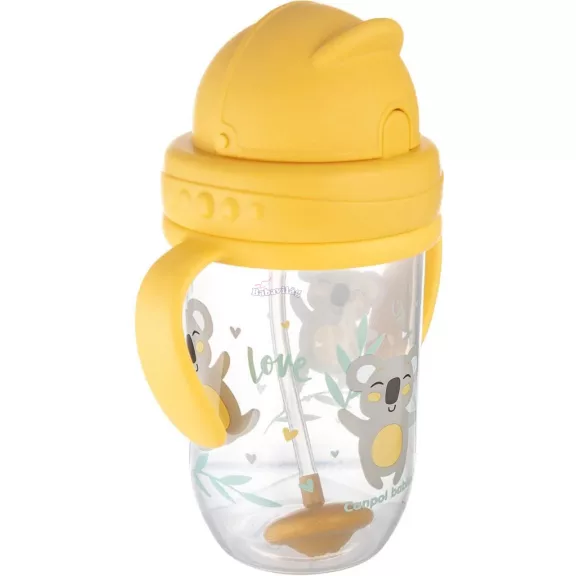 Canpol Innovatív itatópohár szívószállal 270 ml sárga