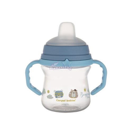 Canpol itatópohár szilikonos ivócsőrrel Bonjour Paris 150ml kék 