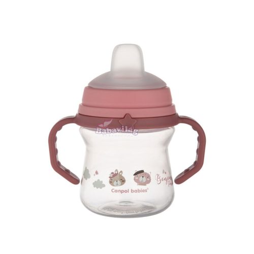 Canpol itatópohár szilikonos ivócsőrrel Bonjour Paris 150ml rózsaszín 