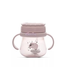 Baby Care szívószálas itató fogantyúval 250ml - Rose 