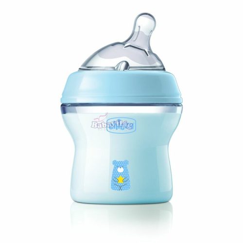 Chicco NaturalFeeling cumisüveg normál folyású ferde cumival - 150 ml kék