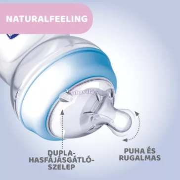   Chicco NaturalFeeling cumisüveg normál folyású ferde cumival - 150 ml kék