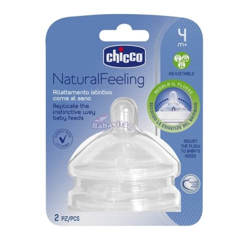 Chicco Natural Feeling változtatható folyású etetőcumi 4 hó+ 2 db