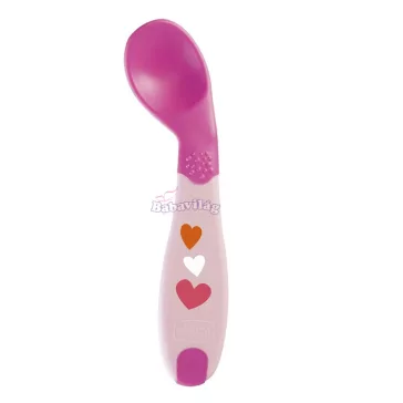 Chicco hajlított szárú kanál 8m+ pink