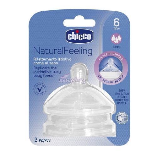 CHICCO Natural Feeling szilikon etetőcumi gyors folyású 6hó 2db