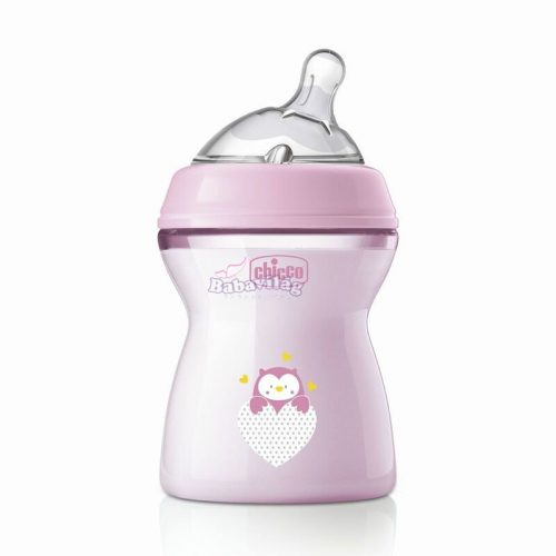 Chicco NaturalFeeling cumisüveg közepes folyású ferde cumival - 250 ml pink