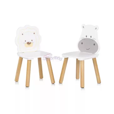 Chipolino Asztalka 2 székkel - hippo and lion 